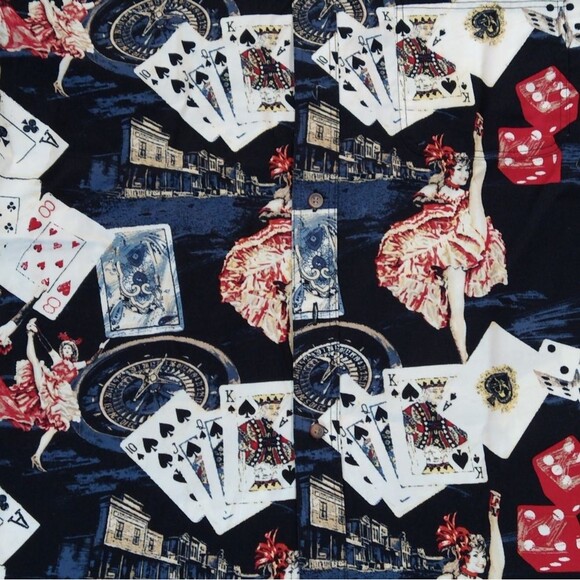 NWOT Brit & Bridle Las Vegas Gambling Poker Cards Short Sleeve Button Down Shirt - Picture 4 of 7